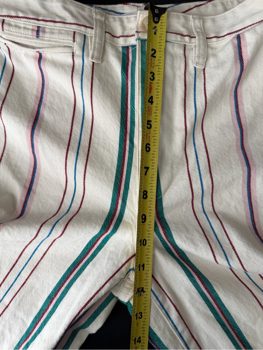 Madewell Striped Wide Leg Crop Pants Size 28 Ivory Pink Teal High Rise Culotte - Picture 7 of 10
